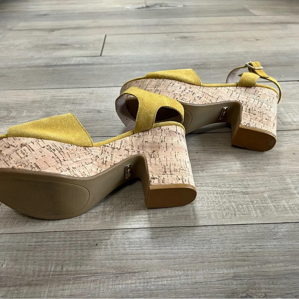 Kensie Mustard Suede Platform Sandals - Picture 7 of 7